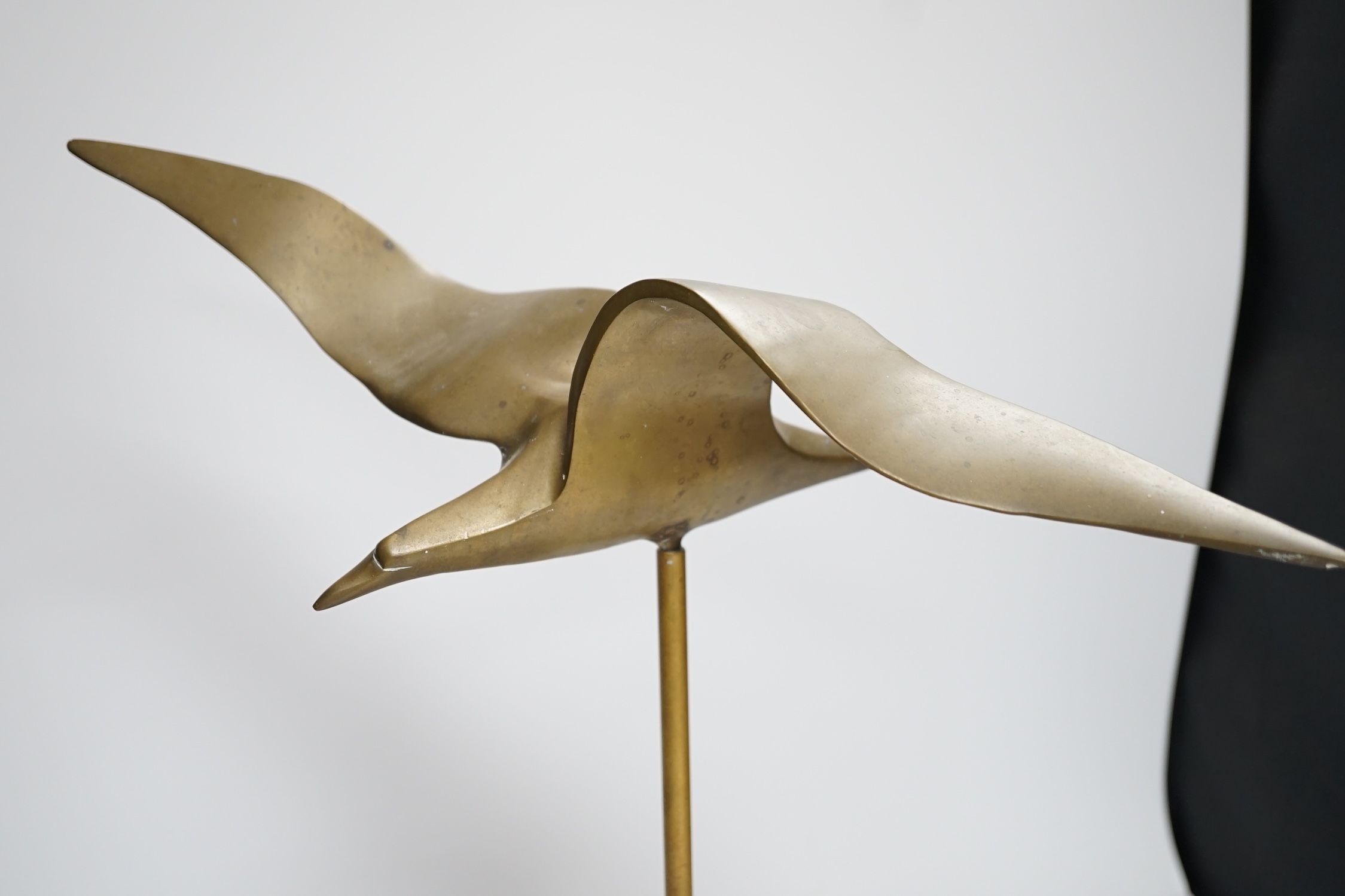 An abstract bronze seagull on marble stand 46cm high